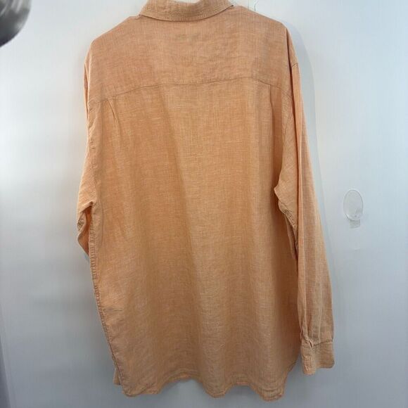 Visitor  Linen Long Sleeve Men’s Shirt Pale Salmon Color Made In Canada Size XL - Picture 6 of 8
